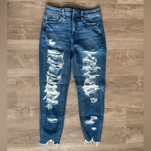 American Eagle Outfitters Ripped Dark Blue Skinny Jeans